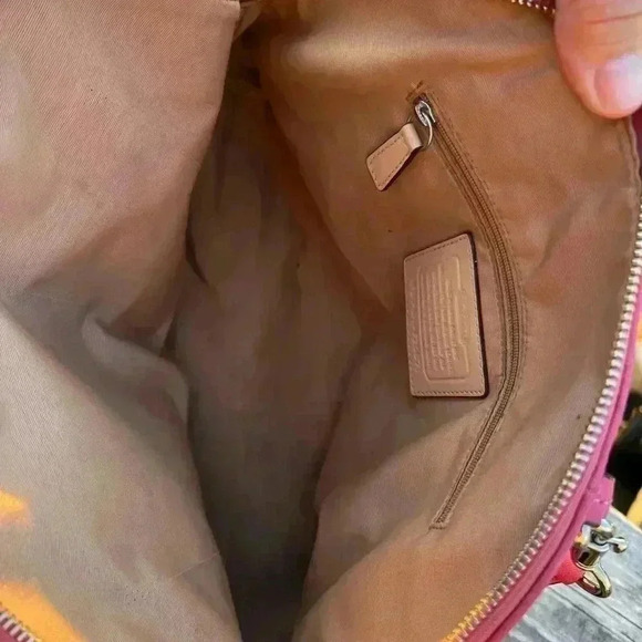 Coach HOT PINK Peyton Mini Dome Leather Crossbody and Hand Bag - Picture 4 of 6